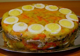 Aspic di pollo e giardiera di verdurine